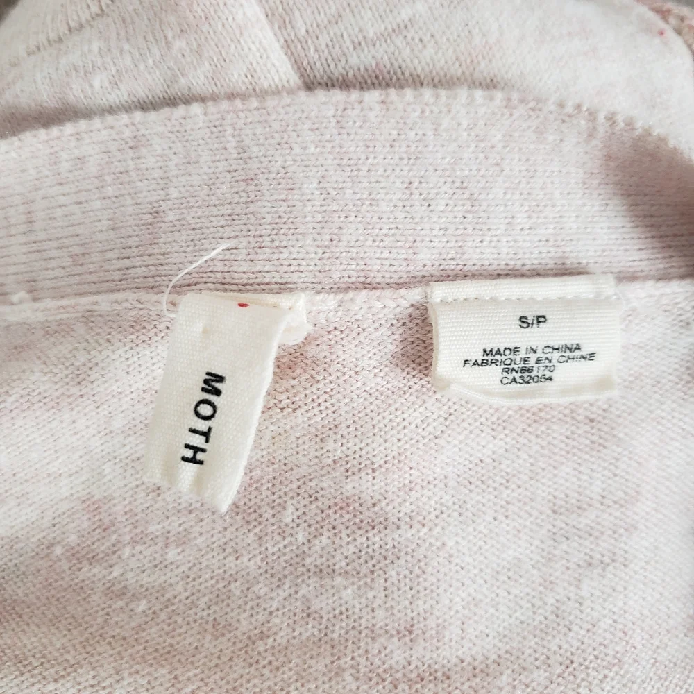 NWOT Anthropologie Moth pink cable knit cotton wool blend cardigan Womens Small - Picture 3 of 7